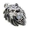 Mens Silver Lion King CZ Stainless Steel Pendant + Chain Necklace 