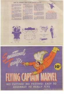 1944 paper toy FLYING CAPTAIN MARVEL (unassembled, new)  