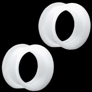 Pair of 3/4 (19mm) Light Weight White Silicone Flexible Plug Tunnels