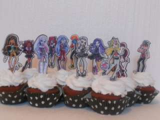 Cake Toppers  Birthdays on Monster High Cupcake Cake Toppers One Dozen Birthday Party Decorations