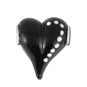    27mm Black with Dots Heart Pendant Large Hole Beads Jewelry