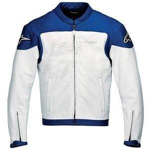  Alpinestars Ice Leather Jacket   Small/White/Blue 