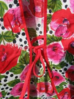 Vintage Apron Pink Red Roses Cottage Beach Chic  
