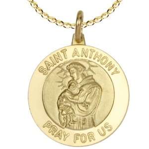  Mens 14k Yellow Gold Saint Anthony Medal, 18 Jewelry