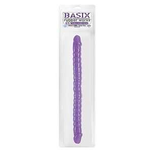  Basix Rubber Works 18 Ribbed Double Dong, Purple Health 
