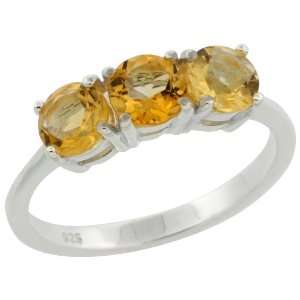   Brilliant Natural Citrine 3 Stone Ring, 3/16 in. (5mm) wide, size 8