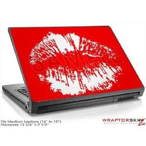  Medium Laptop Skin Big Kiss Lips White on Red: Electronics