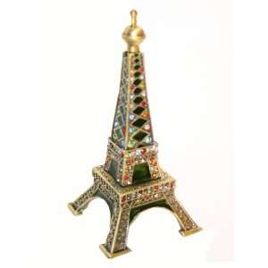   Elegant Metal Bejeweled Eiffel Tower Pillbox Pill Box Toys & Games