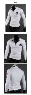 Mens Fashion Slim Fit Sports Baseball NEW YORK Polo Collar T Shirts 
