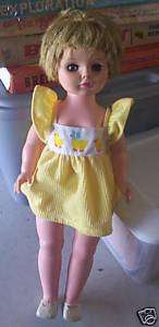 BIG Vintage 1960s Vinyl Plastic Girl Doll U Mark LOOK  
