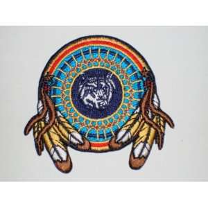  WOLF DREAM CATCH Embroidered Patch 2 3/4 X 3 Arts 