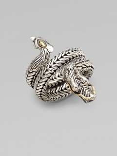 John Hardy   18K Gold Accented Sterling Silver Dragon Coil Ring