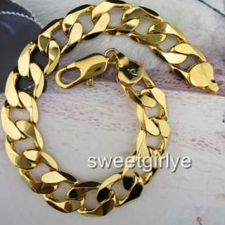Vogue18k Yellow Gold Filled Mens Bracelet Curb Chain 9Free S/H GF 