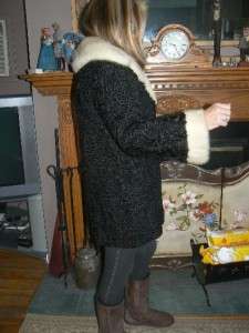 Beautiful Vintage Persian Lamb Fur Coat With Mink Collar and Cuffs 