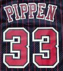 BULLS 33# Scottie Pippen Red Black Srtipe Sz M 2XL Jersey  