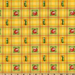  44 Wide Veggie Tales Helping Hands Plaid Yellow Fabric 