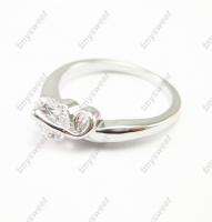18K white gold gp solid fill twirl cz ring lucky ring  