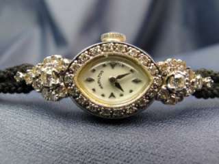 Ladys Vintage 14KT White Gold and Diamond Hamilton Watch 22 Jewels 