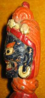 Wonderful Rare Old Antique Tibetan Buddhist Color Painted Carved 