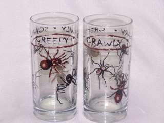 Libbey Glass Halloween Creepy Spider Tumblers Coolers Glasses  