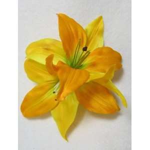  Double Bright Yellow Lily Hair Flower Clip: Beauty