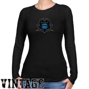 East Tennessee State Buccaneers Ladies Black Distressed Logo Vintage 