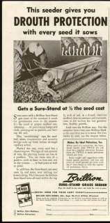 1953 Print Ad BRILLION Sure Stand Grass Seeder  