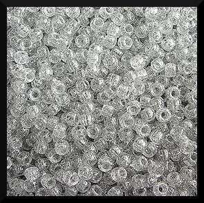 100 Silver Sparkle Glitter Pony Beads 3/8 9mm ABCraft  