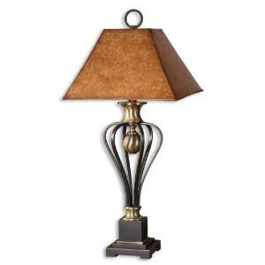   Lamp In Lightly Black Finish w/ Gold Highlights