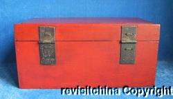 Vintage Wooden Furniture Wedding Red Jewelry Box Trunk  