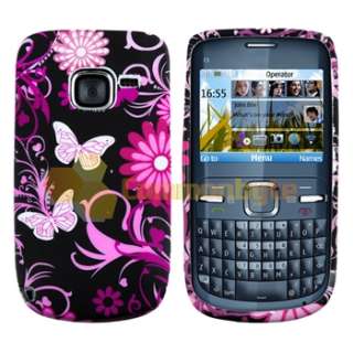   Flower w/ Butterfly TPU Rubber Skin Case Cover For Nokia C3 Cellphone
