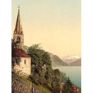  Vintage Travel Poster   Montreux the church and Dent du Midi Geneva 