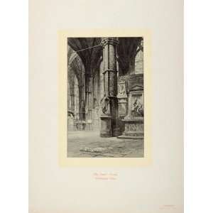  1900 The Poets Corner Westminster Abbey Dickens Print 
