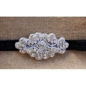  Antique Black Jeweled Flower Headband Beauty