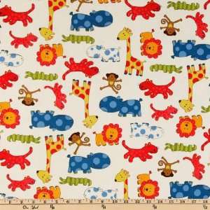   Baby Safari Animals White Fabric By The Yard: Arts, Crafts & Sewing