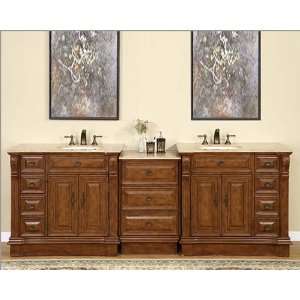  Silkroad 95 Double Sink Cabinet w/Drawer Bank Travertine 