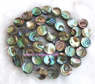 10mm natural abalone Shell flat round Beads 15  