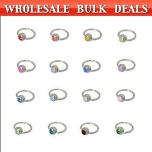  50pc Wholesale Jewel Captive Bead Ring 14 Gauge: Jewelry