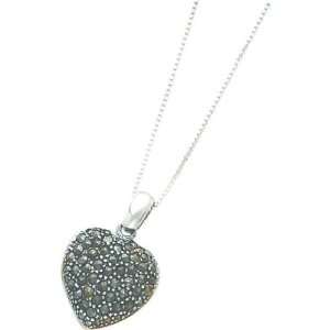  Sterling Silver Marcasite Heart Locket 18 Jewelry