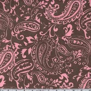  60 Wide Minky Paisley Brown/Hot Pink Fabric By The Yard 
