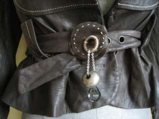 Hanii Y Brown Belted Goat Leather Jacket 38 NWOT $1,795  