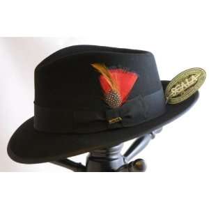  Mens Scala New Yorker Fedora Black Hat with Snap Brim 