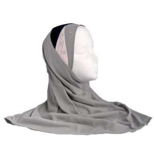   Grey with Pink and Navy Layers 1 Piece Al Amira Hijab 