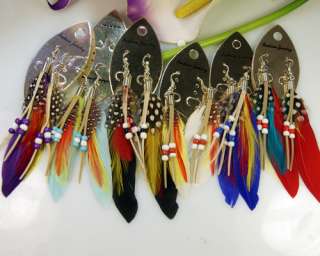 COOL 12 Pairs Handmade Pheasant Feather Dangle Earrings  