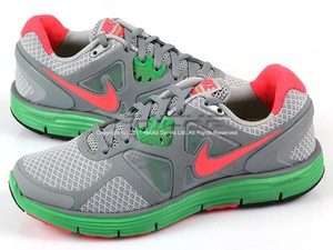 Nike Wmns Lunarglide+ 3 Wolf Grey/Solar Red Green Running 454315 063 