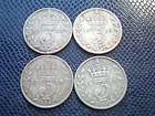 UK / GREAT BRITAIN / 4 x SILVER 3 PENCE / 1917 18 19 20