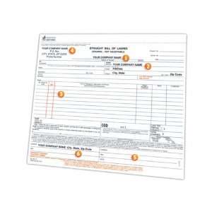   part   Carbonless bill of lading form, 8 1/2 x 7.