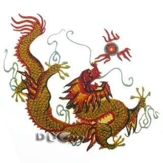 Chinese Dragon Embroidered Iron on Patch Applique  