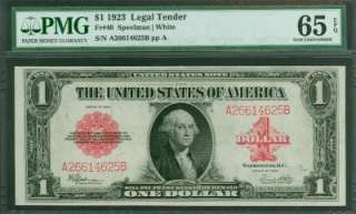 1923 $1 Red Seal Note FR 40. PMG GEM CU 65 EPQ **  