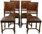set 4 antique french gothic revival dining chairs worn leather
